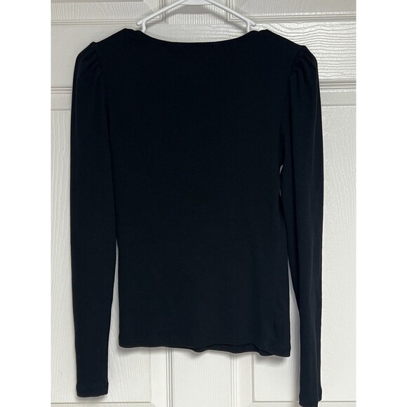 Vero Moda Kelly Square Neck Puff Sleeve Rib Top Black Size Small - Picture 4 of 7